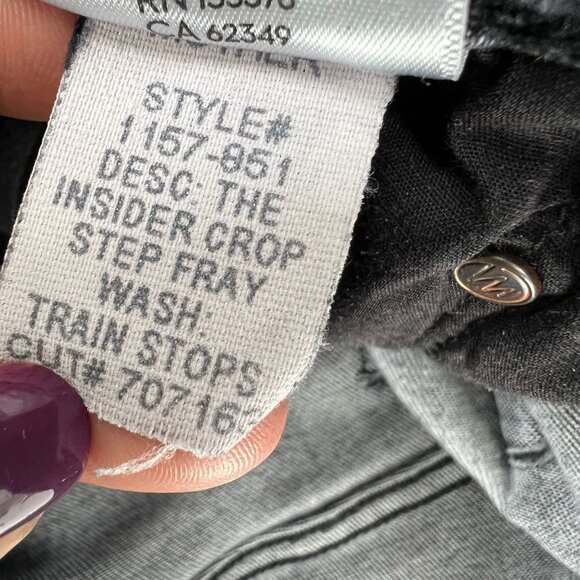 MOTHER Insider Crop Fray Jeans 24 Gray Acid Wash Train Stops Distressed Raw Hem - Picture 5 of 11